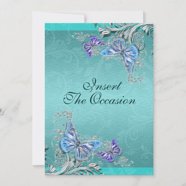 Invitación Boda de compromiso de cumpleaños de plata azul (Anverso)