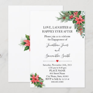 Invitación Boda de compromiso de navidades de Holiday Poinset