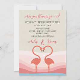 Invitación Boda de compromiso de pájaros de amor flamenco div