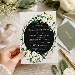 Invitación Boda de compromiso floral blanco verde Fiesta de c
