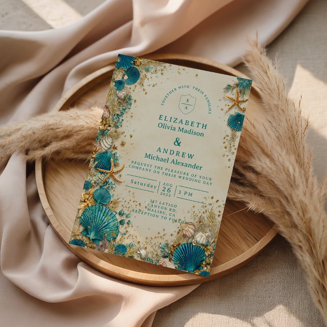 Invitación Boda de conchas marinas inspirada en el océano (Subido por el creador)
