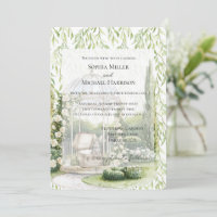 Boda de conejo de amor floral blanco de hojas verd