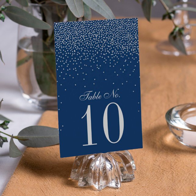 Invitación Boda de Confetti Azul y Glam Plata de Marina (Subido por el creador)