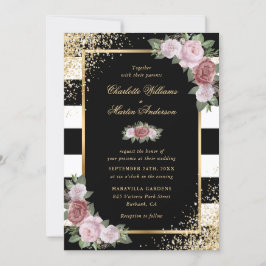 Invitación Boda de confetti de oro blanco rosado de Rubor