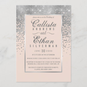 Invitación Boda de Confetti de Purpurina rosado Rubor moda Pl