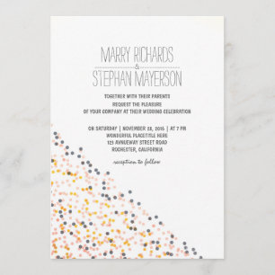 Invitación boda de confetti dorado rosa y marinero moderno
