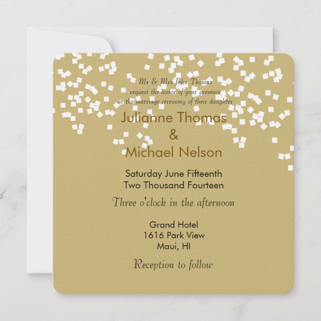 Invitación Boda de Confetti Gold (Anverso)