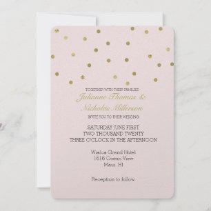 Invitación Boda de confetti rosado Rubor Gold Sparkle