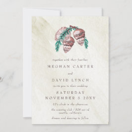 Invitación Boda De Cono De Pino En Bosque De Invierno Rústico