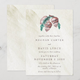 Invitación Boda De Cono De Pino En Bosque De Invierno Rústico