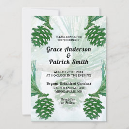 Invitación Boda de cono de pino verde pálido