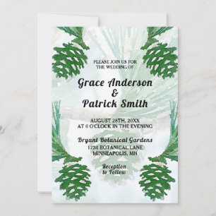 Invitación Boda de cono de pino verde pálido