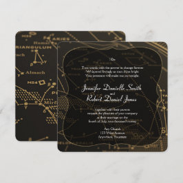 Invitación Boda de Constelación de Oro y Negro