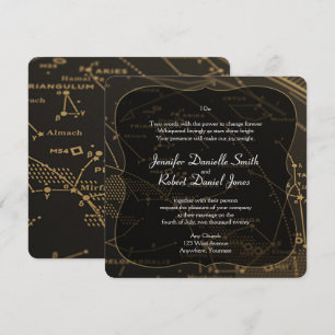 Invitación Boda de Constelación de Oro y Negro