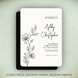 Invitación Boda de contorno del follaje negro moderno Smokey