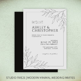 Invitación Boda de contorno del follaje negro moderno Smokey