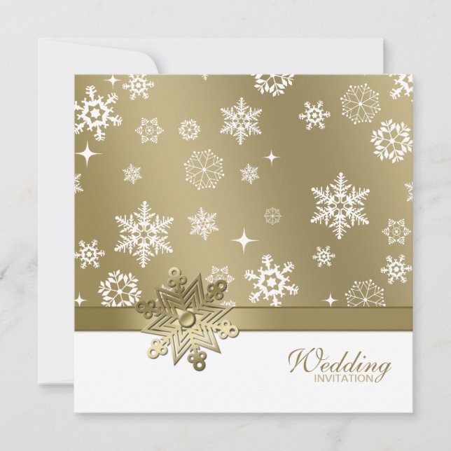 Invitación Boda de copas de invierno y copas de nieve blancas (Anverso)