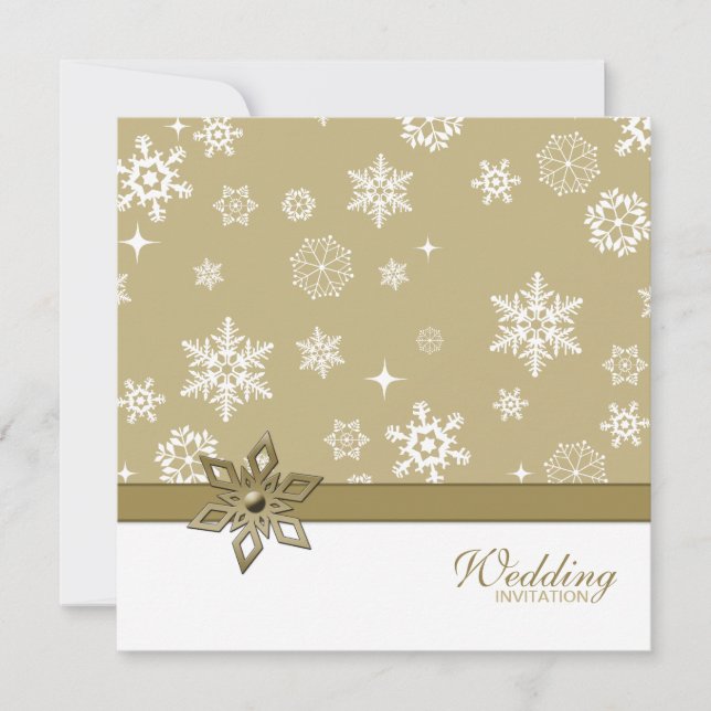Invitación Boda de copas de invierno y copas de nieve blancas (Anverso)