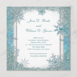Invitación Boda de copo de nieve azul teal elegante