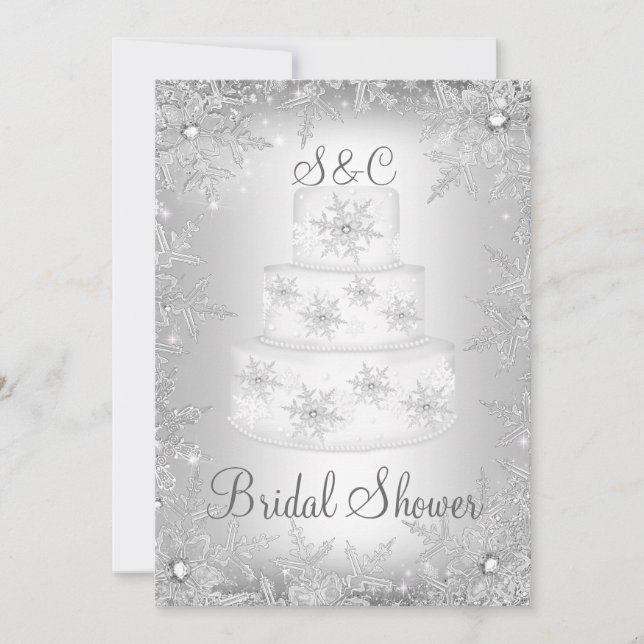 Invitación Boda de copo de nieve Monograma Ducha de novia (Anverso)