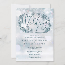 Invitación Boda de copos de nieve de invierno floral boho