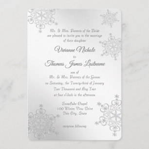 Invitación Boda de copos de nieve de plata