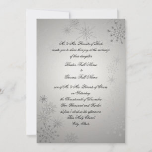 Invitación Boda de copos de nieve de plata