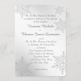 Invitación Boda de copos de nieve de plata