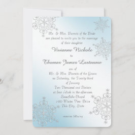 Invitación Boda de copos de nieve de plata y hielo azul