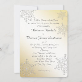 Invitación Boda de copos de nieve de plata y oro