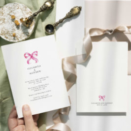 Invitación Boda de Coquette Bow Rosa Sencillo Elegante