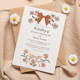 Invitación Boda de Coquette de Bows y Flores