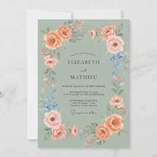 Invitación Boda de Coral Apricot Peony