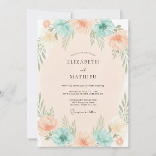 Invitación Boda de Coral Aqua Foliage Eucalipto