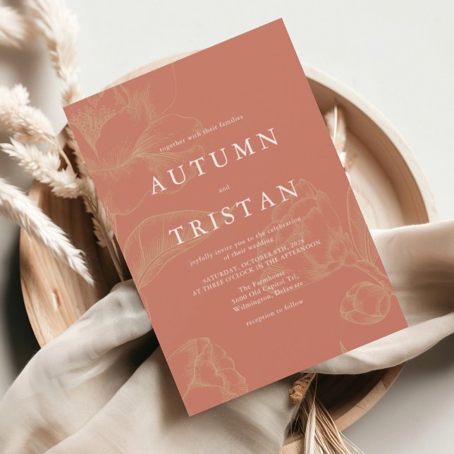 Invitación BODA de coral botánico ELENA (Subido por el creador)