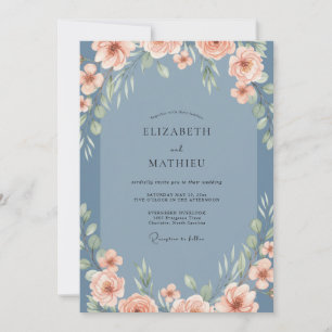 Invitación Boda de Coral Cálido Peonía Pizarra