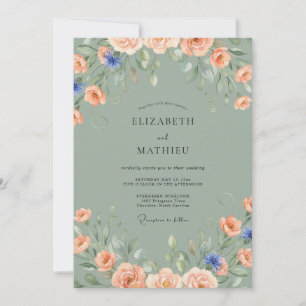 Invitación Boda de Coral Celadon Peonía