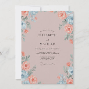 Invitación Boda de Coral Ceniza Frondosa