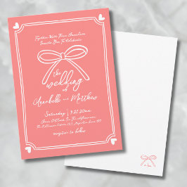 Invitación Boda de coral de barro caprichoso de mano dibujado