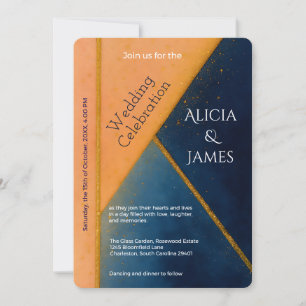 Invitación Boda de coral de la Marina Geométrica moderna