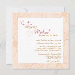 Invitación Boda de coral de sorbete floral de jardín de prima