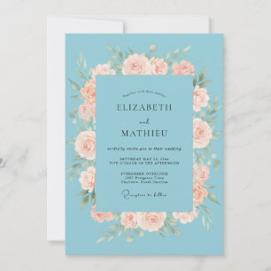 Invitación Boda de Coral del Cielo Camelia Eucalipto
