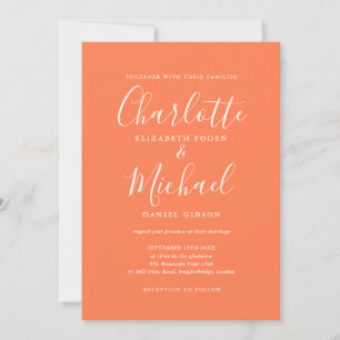 Invitación Boda de Coral Elegante Firma Script