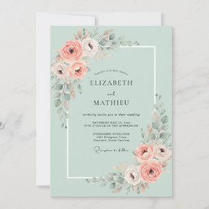 Invitación Boda de Coral Espuma de Mar Peonía