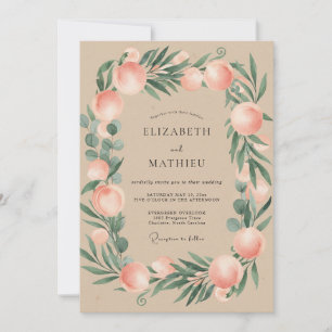 Invitación Boda de Coral Foliage Beige Eucalipto