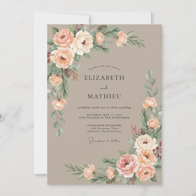 Invitación Boda de Coral Gentil Flor (Anverso)