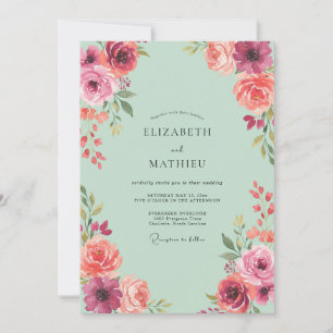 Invitación Boda de Coral Magenta Peonía