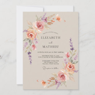 Invitación Boda de Coral Mauve Peonía