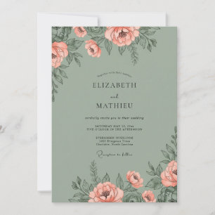 Invitación Boda de Coral Oliva Peonía