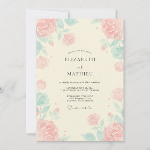 Invitación Boda de Coral Peonía con Toque de Menta